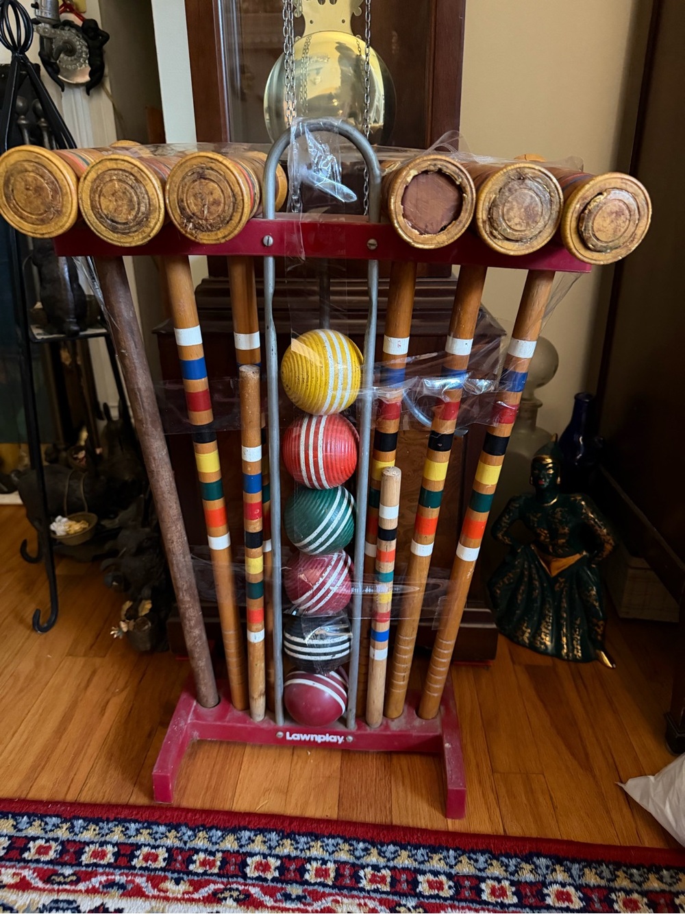 Vintage 6-player Lawnplay Croquet Set With Stand